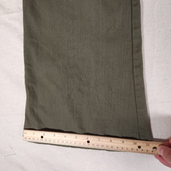 Tunnel Vision Patchwork Jeans Womens Medium Green Tan Flare Skater Streetware - Picture 9 of 14